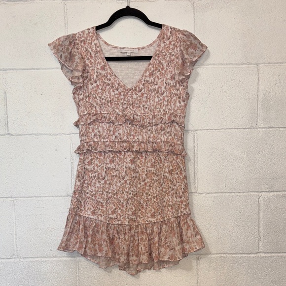 Olivaceous Other - Olivaceous Cream and Blush Floral Ruffle Dress